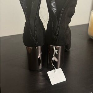 Christian Siriano Black Boots with Metallic Heels